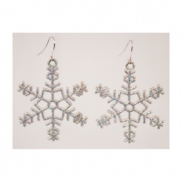 Y2K Glitter Ice Queen Snowflake Winter Earrings - Picture 2 of 2